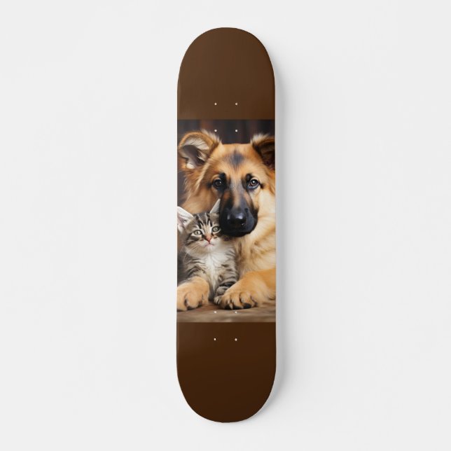 Skateboard Perro y gato juntos como amigos (Framsida)