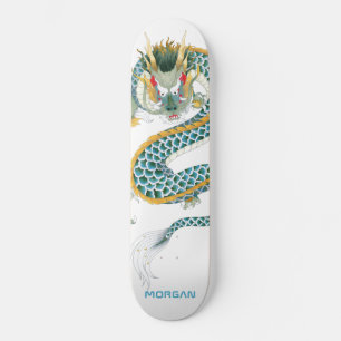 Skateboard personlig Blue Guld Dragon