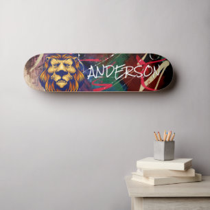 Skateboard Personlig Graffiti Lejon