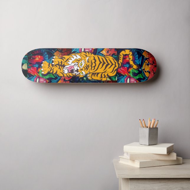 Skateboard Personlig Graffiti Orange Tiger (Väggkonst (Horz))