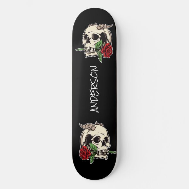 Skateboard Personlig Skull och Ro (Framsida)