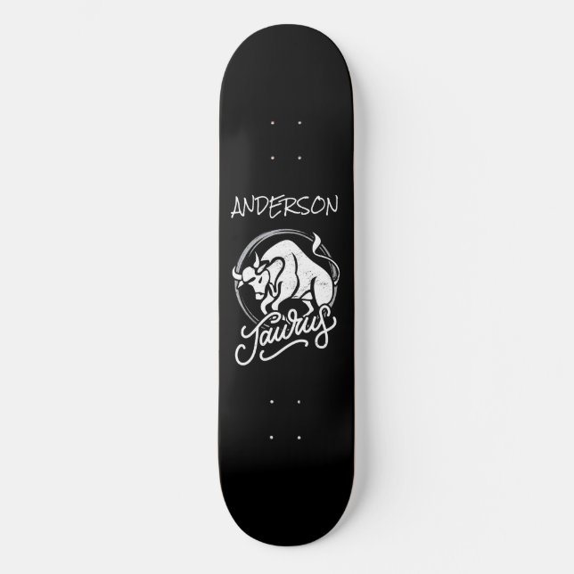 Skateboard Personlig Zodiac Sign Bull Logotyp (Framsida)