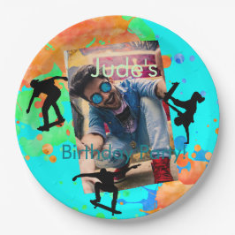 Skateboard Photo Birthday, Party Pappra Tallrikar
