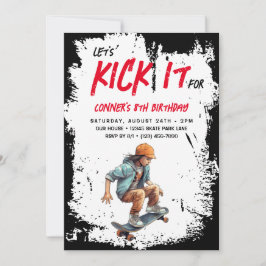 Skateboard Photo Grunge Skate Boy Födelsedagsfest Inbjudningar