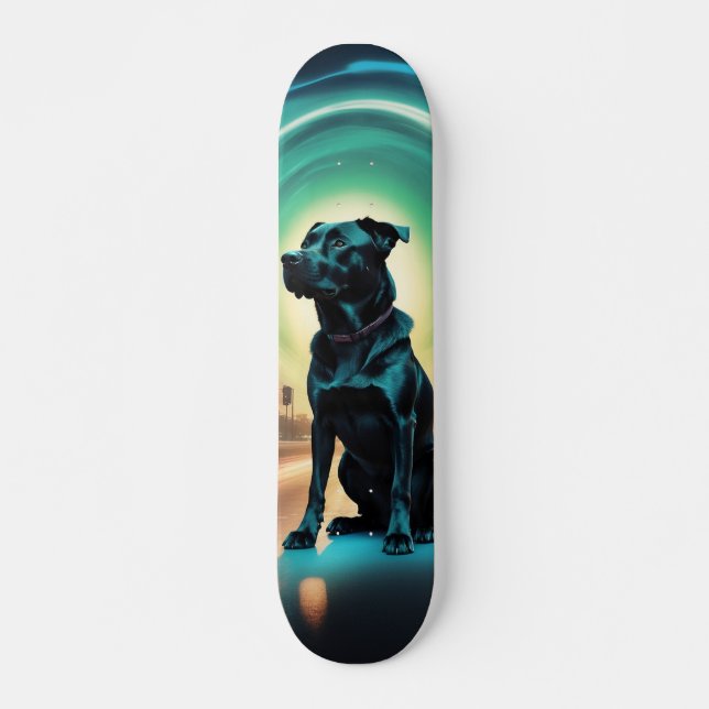 Skateboard Poderoso perro negro guardián (Framsida)