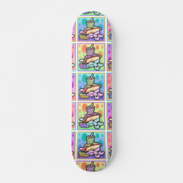 Skateboard - Pop Art Hot Dog with Chips and a Drin Bräda 21,5 Cm (Framsida)