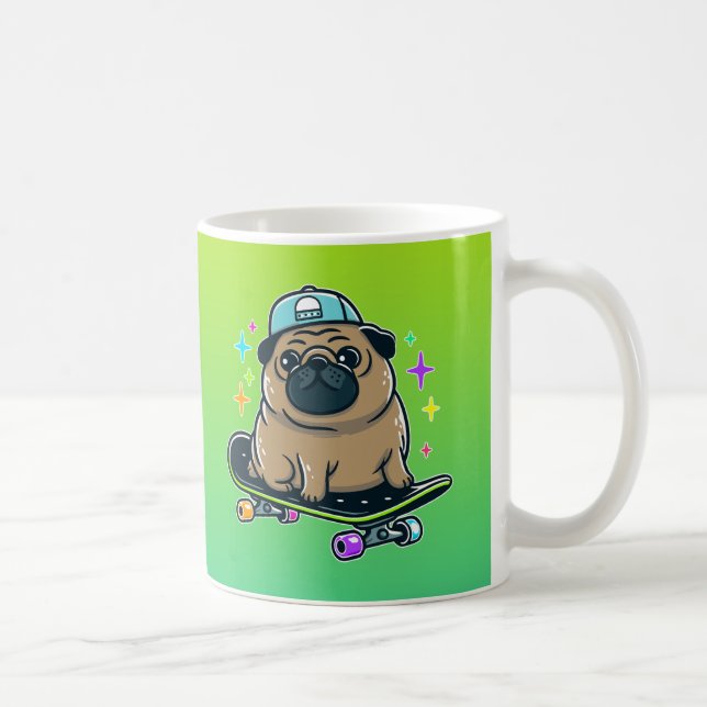 Skateboard pug kaffemugg (Höger)