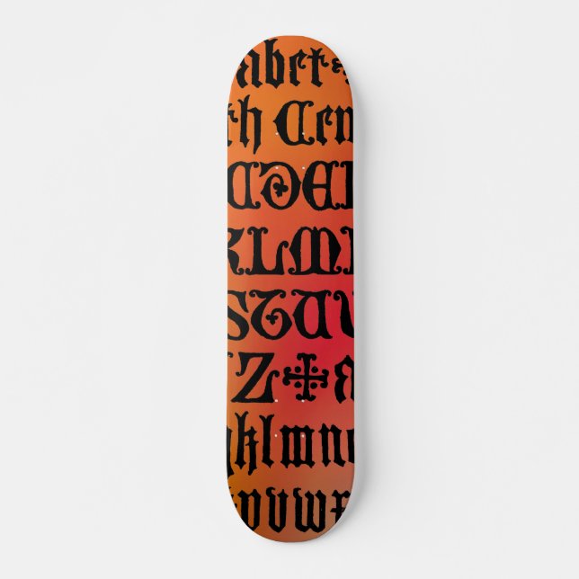 Skateboard Red and Orange Gothic Brev Bräda 19,5 Cm (Framsida)