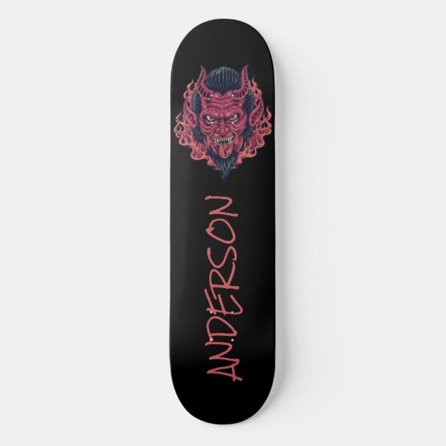 Skateboard Red Demon Head Djävulen Personlig  (Framsida)