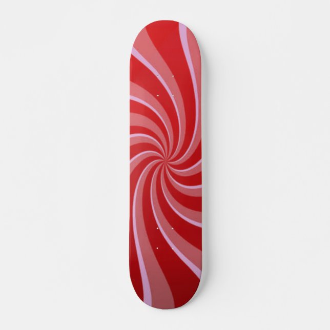 Skateboard Red Retro Swirls Bräda 21,5 Cm (Framsida)