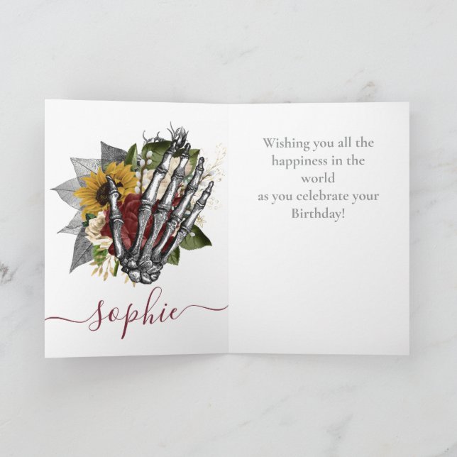 Skateboard Red Skull Granddotters födelsedagskort Kort (Inuti)