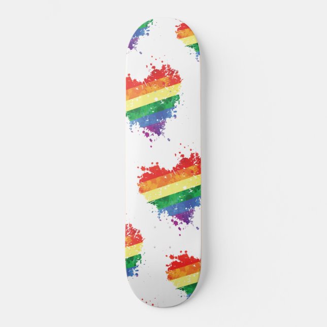 Skateboard - Regnbåge Hjarta (Framsida)