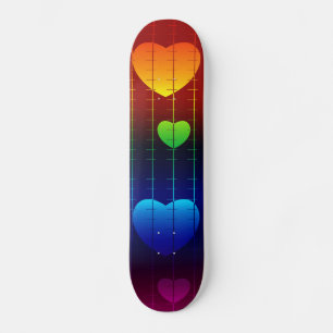 Skateboard regnbågehjärtamönster