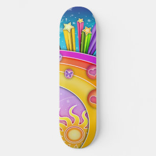 Skateboard - Retro Pop Art 60 Himlar Bräda 21,5 Cm