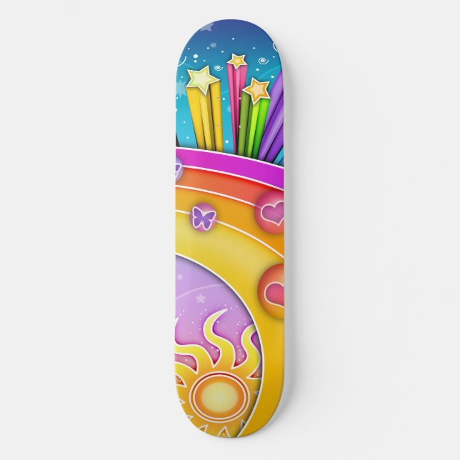 Skateboard - Retro Pop Art 60 Himlar Bräda 21,5 Cm (Framsida)