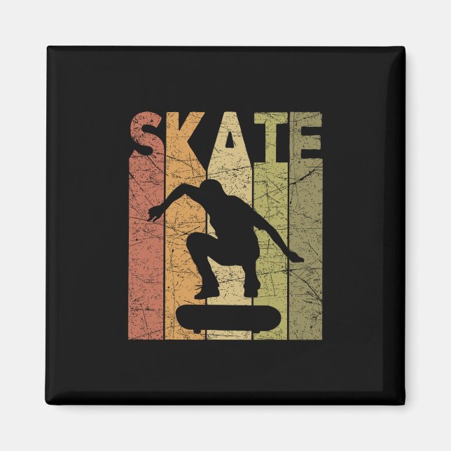 Skateboard Retro Skateboarding Älskar Designar Uni Magnet (Framsidan)