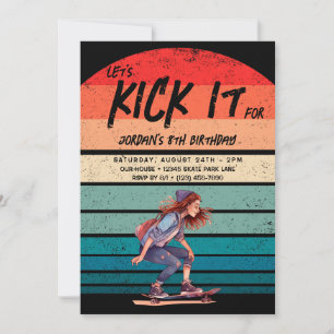Skateboard Retro Sunset Photo Flick kalas Inbjudningar