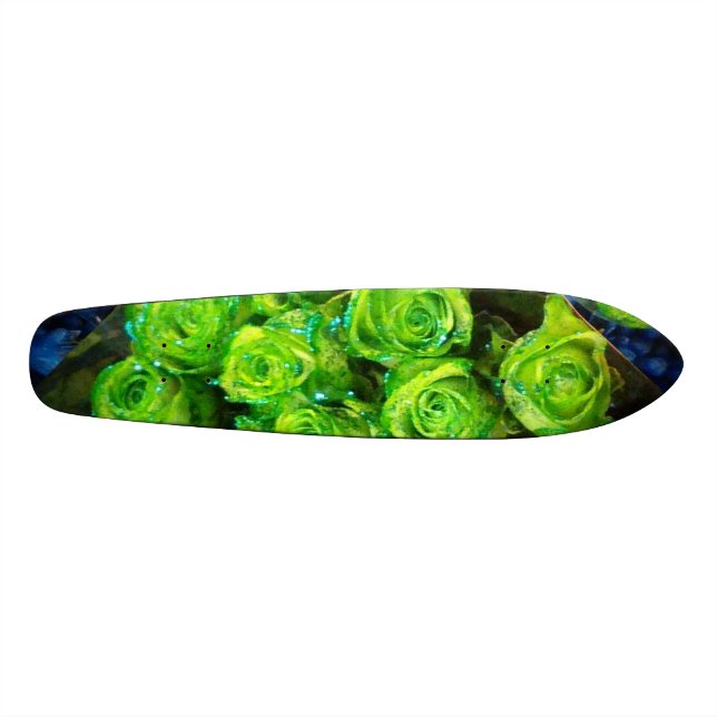 Skateboard Romantic Kärlek Grönt Glitter Ro (Horisontell)