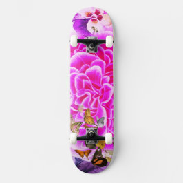 SKATEBOARD ROSA FLOWER AND BUTTERFLIES