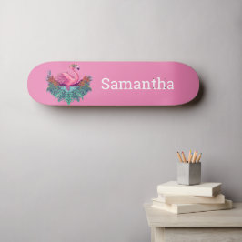Skateboard Rosa Glitter Flamingo