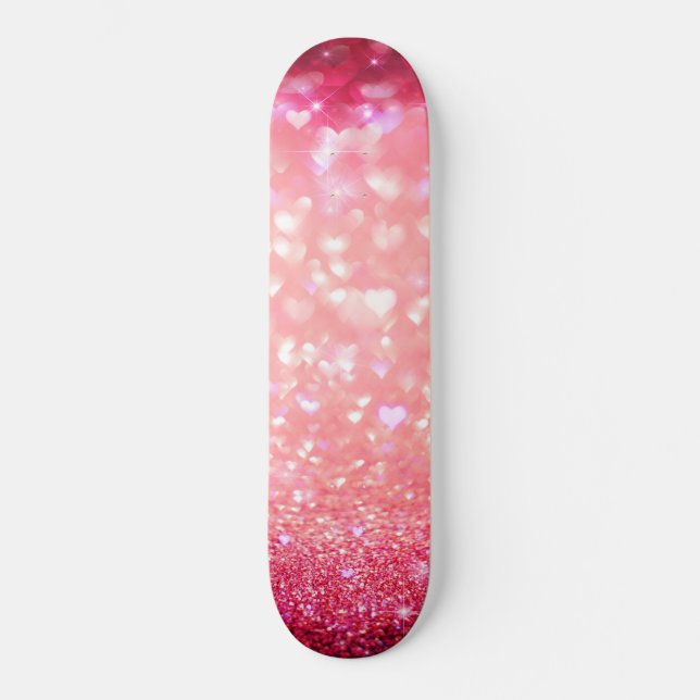 Skateboard - Rosa hjärtan gnistrar (Framsida)