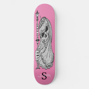 Skateboard Rosa SMILING GIRLY Skull