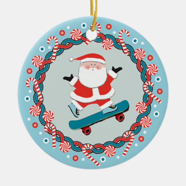 Skateboard Semesterpresent Keramisk Juldekoration (Framsidan)