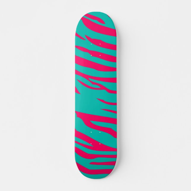Skateboard shock rosa i Teal Zebra tryck Old schoo (Framsida)