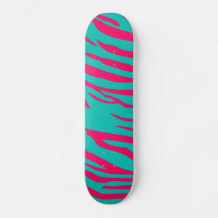 Skateboard shock rosa Teal Zebra tryck Animal Comp Bräda 19,5 Cm