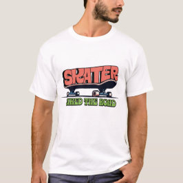 Skateboard Shred the Road – Retro 70-talets Skateb T Shirt