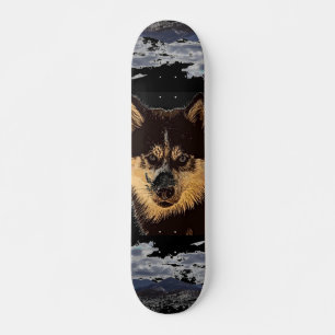 Skateboard siberian husky