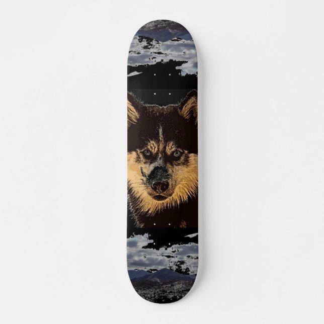 Skateboard siberian husky (Framsida)
