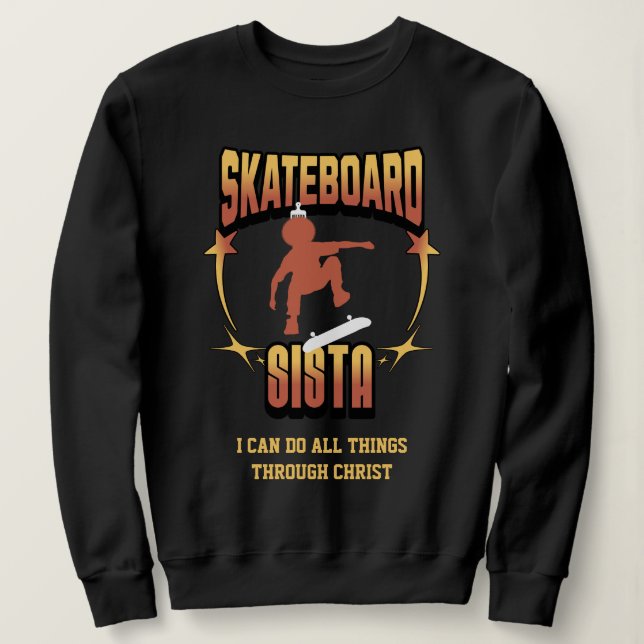 SKATEBOARD SISTA Afro Skateboarding Christian T Shirt (Design framsida)