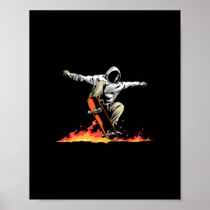 Skateboard Skateboardåkare Skater På Eld - Skatebo Poster