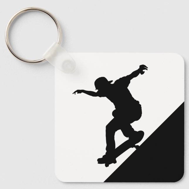 Skateboard Skateboarding Roligt Silhouette Nyckelring (Framsida)