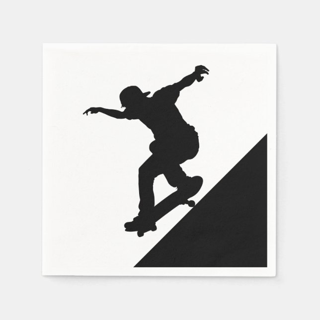 Skateboard Skateboarding Roligt Silhouette Pappersservett (Framsidan)
