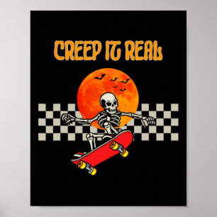 Skateboard Skeleton Halloween Skeleton Horror Mons Poster