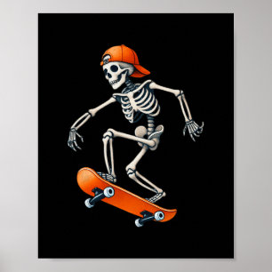 Skateboard Skelett Halloween Kostym Rolig Män Bo Poster