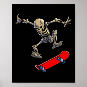 Skateboard Skelett Män Pojkar Skater Skateboard Poster