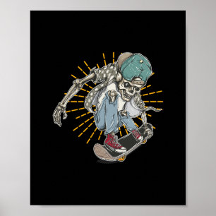 Skateboard Skelett Skater - Vintage Retro Skridsko Poster