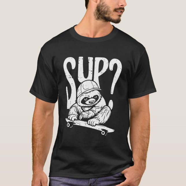 Skateboard Sloth T Shirt (Framsida)