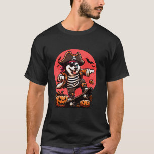 Skateboard Spooky från Halloween Siberian husky Pi T Shirt