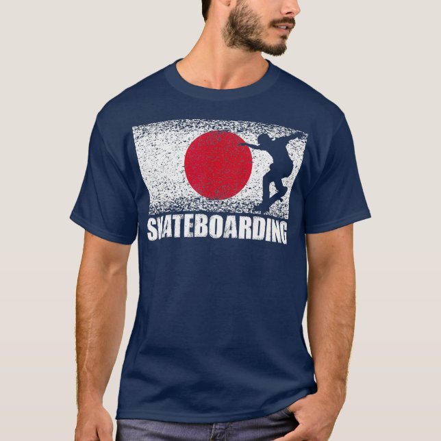 Skateboard Sport Japan Flag Japanese T Shirt (Framsida)