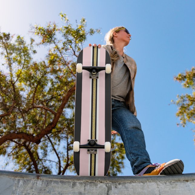 Skateboard Sport Rosa & Vit Guld Svart Rand (Utomhus 1)