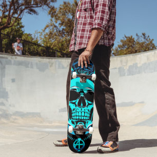 Skateboard Sten Skeleton i bioluminescent Punk Ske