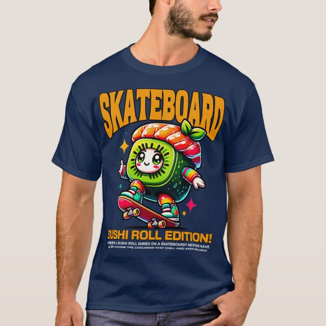 Skateboard Sushi-rulle Edition T Shirt (Framsida)