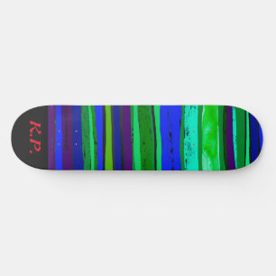 Skateboard, svart, grönt och blått rand mini skateboard bräda 18,5 cm