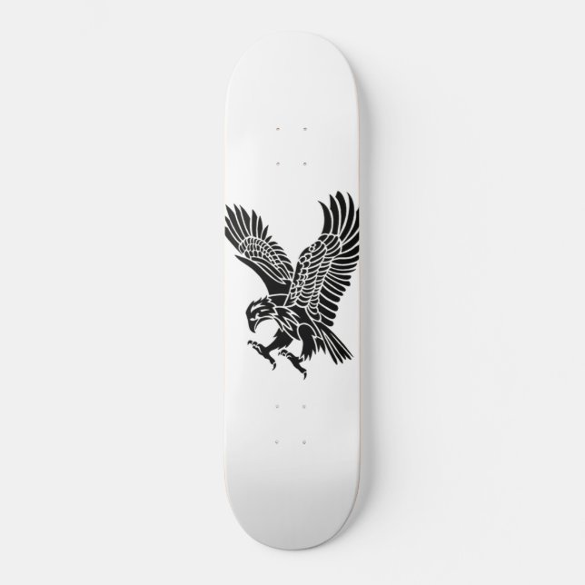 Skateboard - Svart och vit Örn (Framsida)