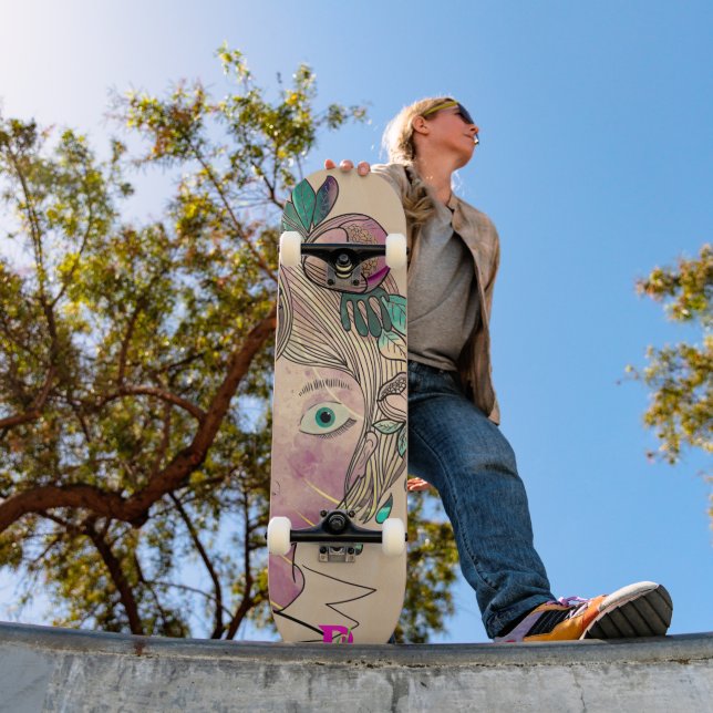 Skateboard tecknad Girls Ansikte DD (Utomhus 1)