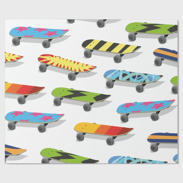 Skateboard-Tecknad. Presentpapper (Platt)